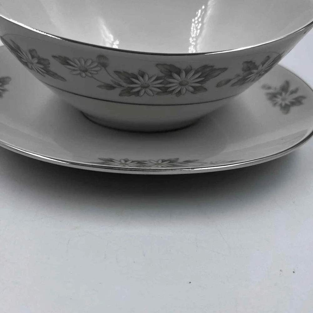 Mikasa Vintage Gravy Boat Bowl On Plate‎ Set Daisy Pattern China Piece